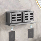 No-Drill Aluminum Wall Shelf (Toothbrush & Razor Holder)