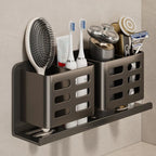 No-Drill Aluminum Wall Shelf (Toothbrush & Razor Holder)