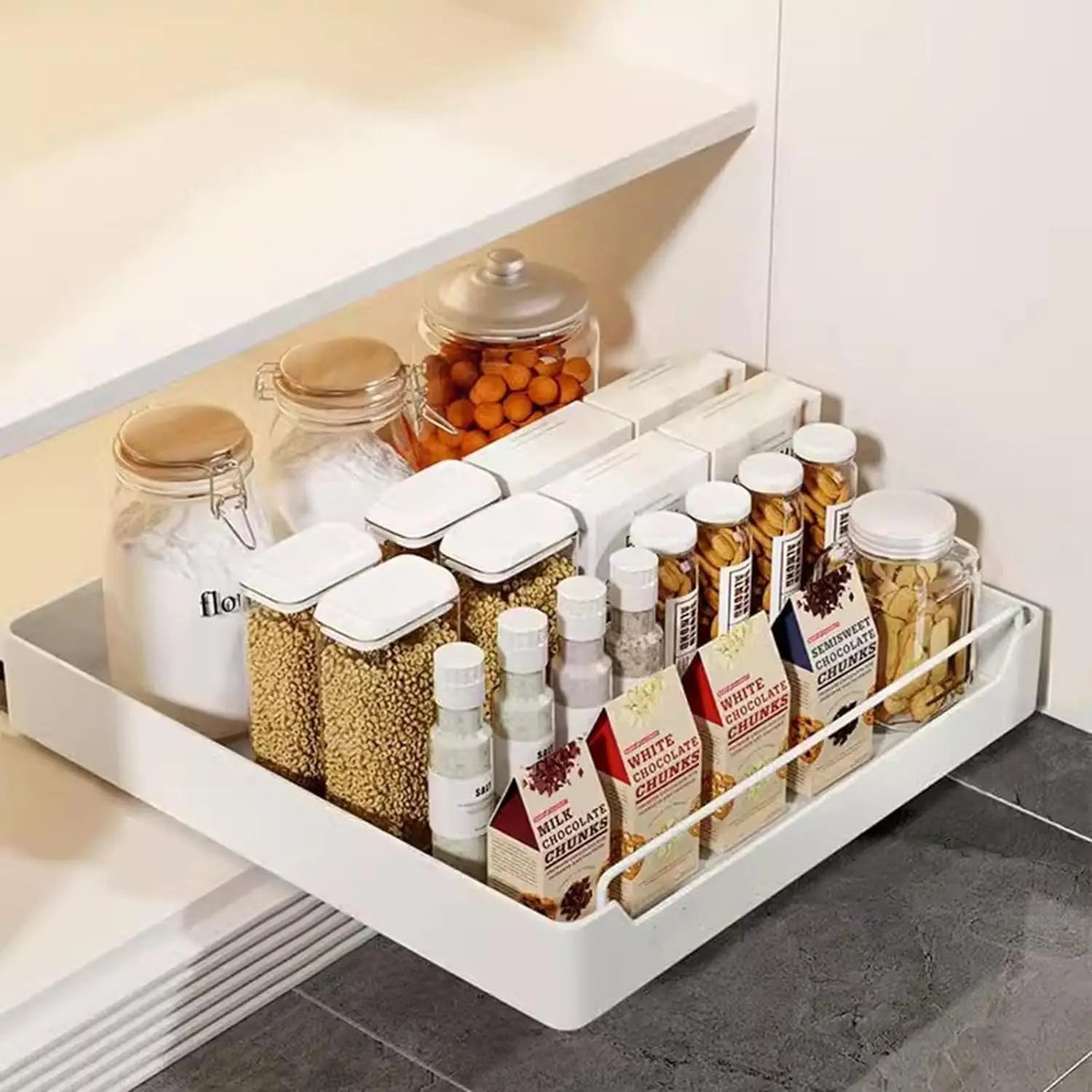 No-Drill Carbon Steel Pull-Out Cabinet Organizer
