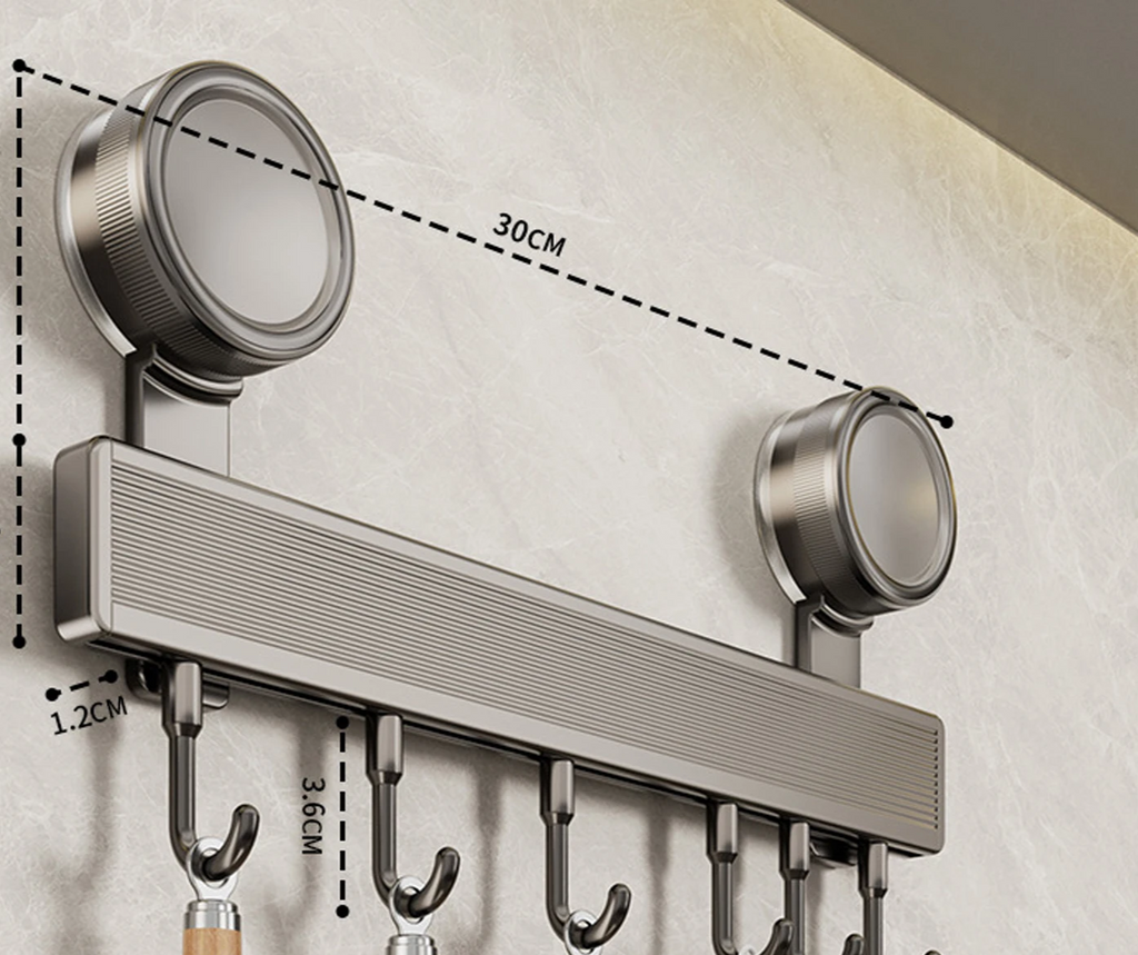 No-Drill Rust-Resistant Aluminum Kitchen Hook Rail