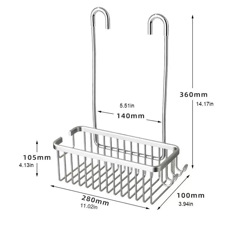 No-Drill Rustproof Aerospace-Grade Aluminum Shower Caddy (Adhesive Mount)