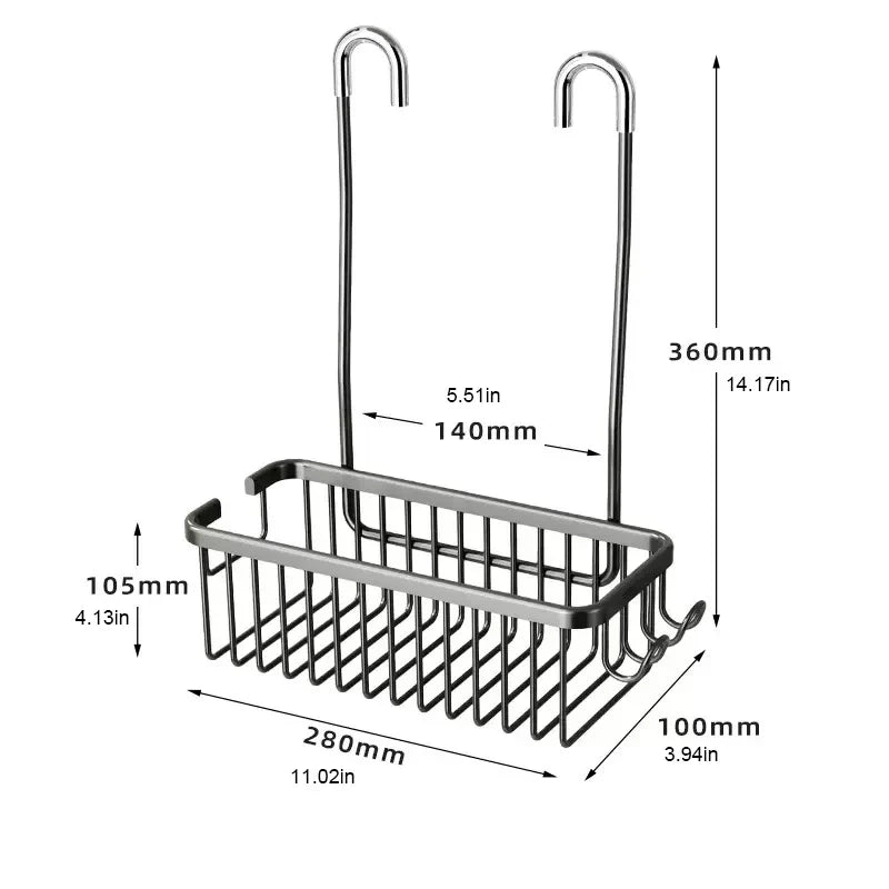 No-Drill Rustproof Aerospace-Grade Aluminum Shower Caddy (Adhesive Mount)