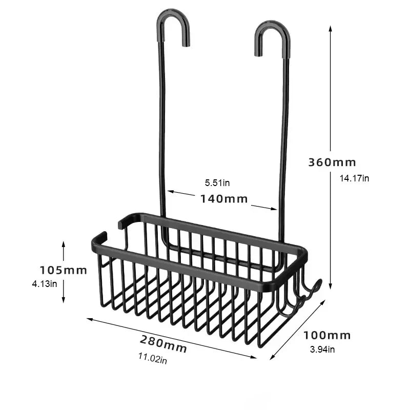 No-Drill Rustproof Aerospace-Grade Aluminum Shower Caddy (Adhesive Mount)