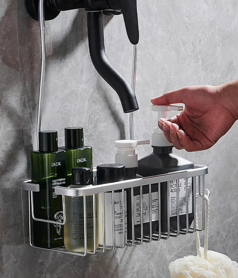 No-Drill Rustproof Aerospace-Grade Aluminum Shower Caddy (Adhesive Mount)