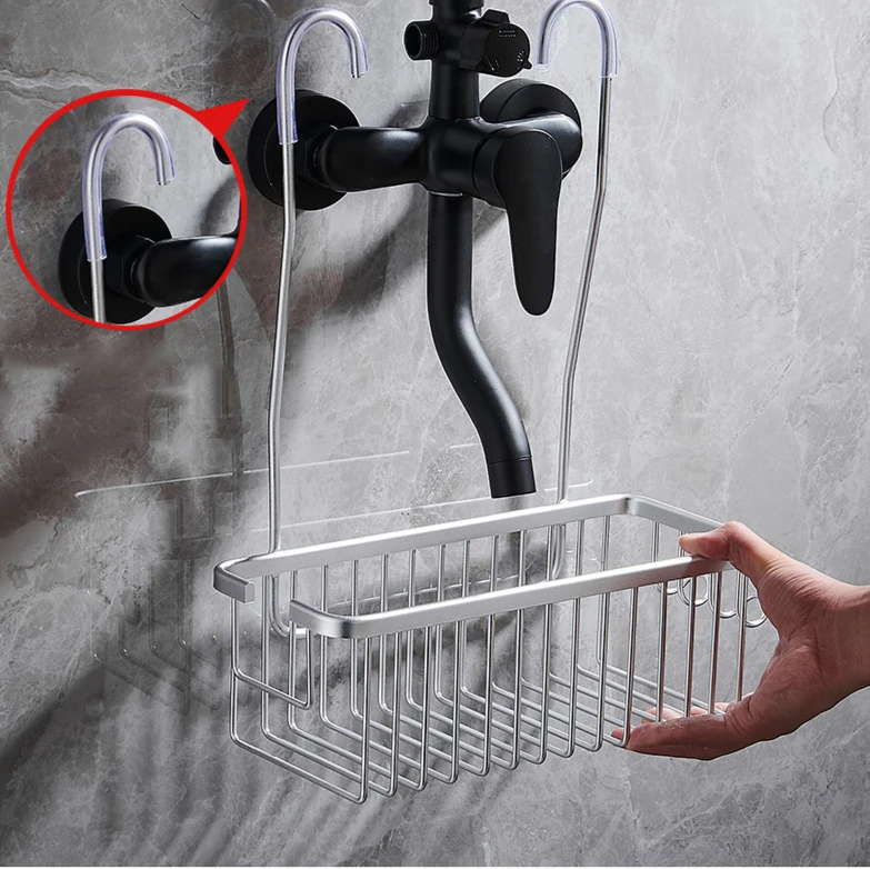 No-Drill Rustproof Aerospace-Grade Aluminum Shower Caddy (Adhesive Mount)