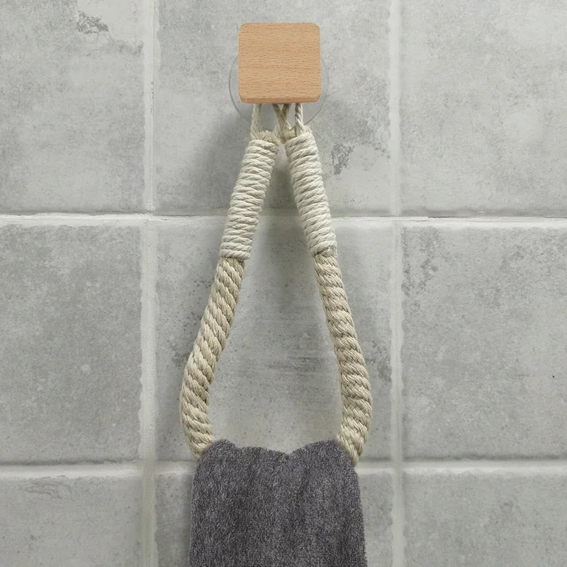No-Drill Self-Adhesive Braided Rope Towel & Toilet Paper Holder