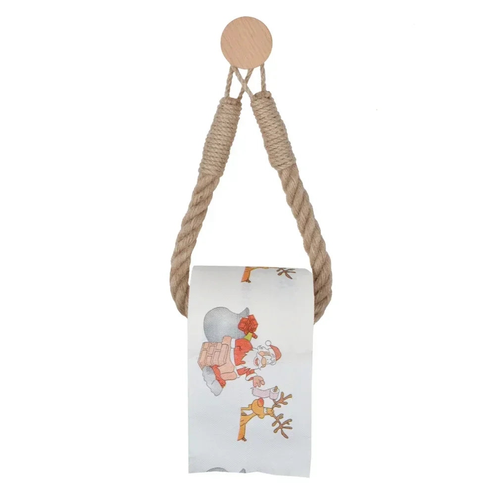 No-Drill Self-Adhesive Braided Rope Towel & Toilet Paper Holder
