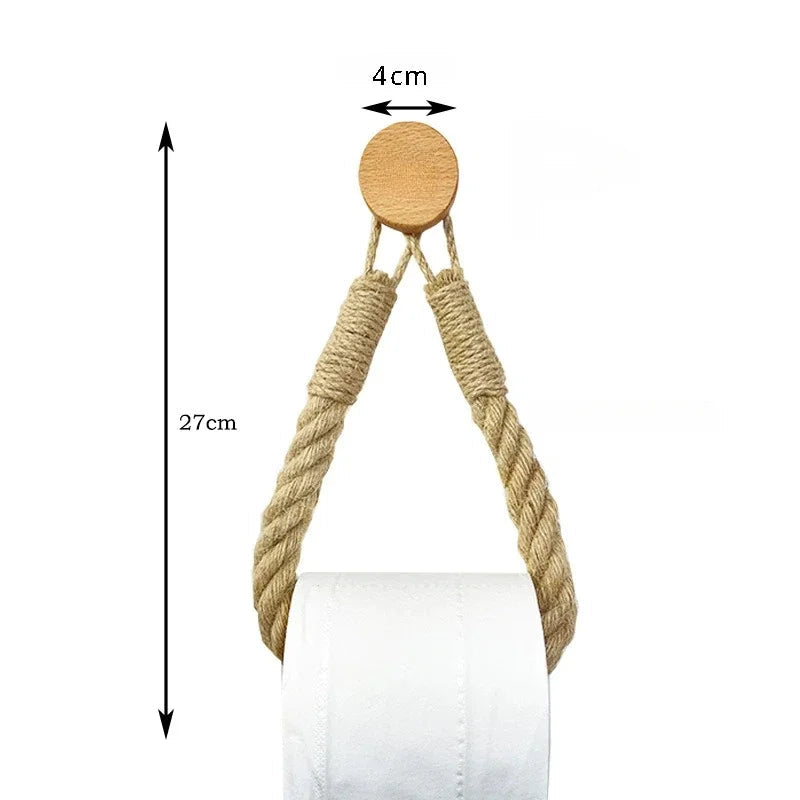 No-Drill Self-Adhesive Braided Rope Towel & Toilet Paper Holder