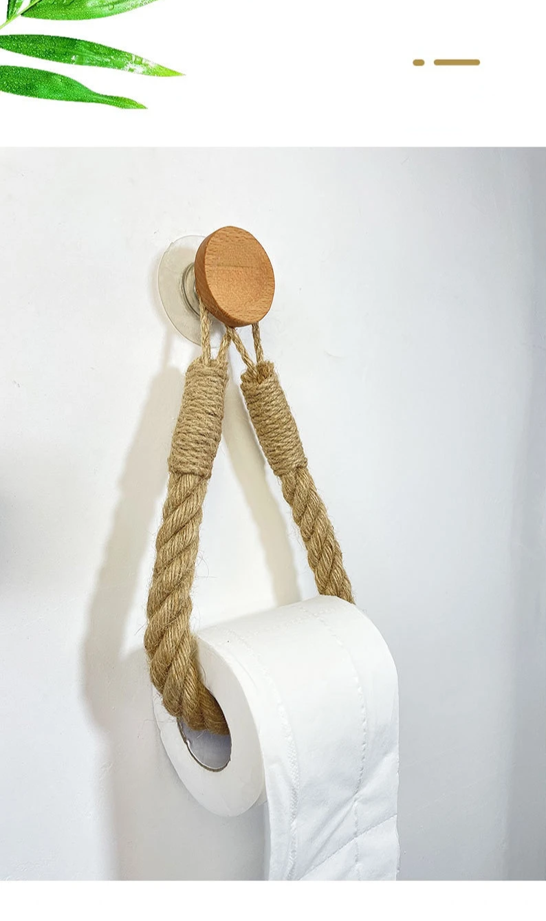 No-Drill Self-Adhesive Braided Rope Towel & Toilet Paper Holder