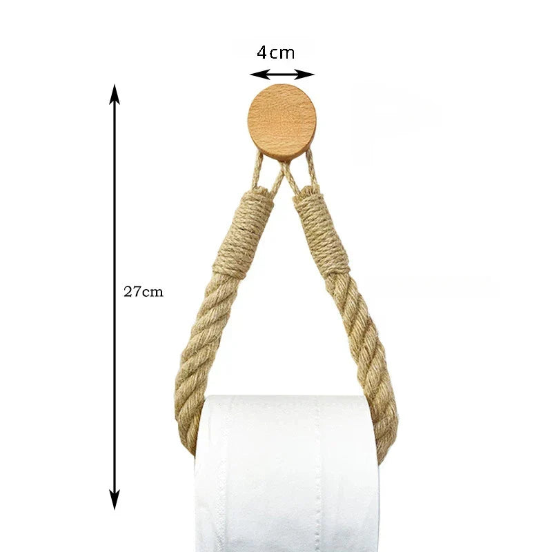 No-Drill Self-Adhesive Braided Rope Towel & Toilet Paper Holder