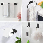 No-Drill Self-Adhesive Brushed Stainless Steel Bathroom Accessory Set