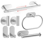 No-Drill Self-Adhesive Brushed Stainless Steel Bathroom Accessory Set