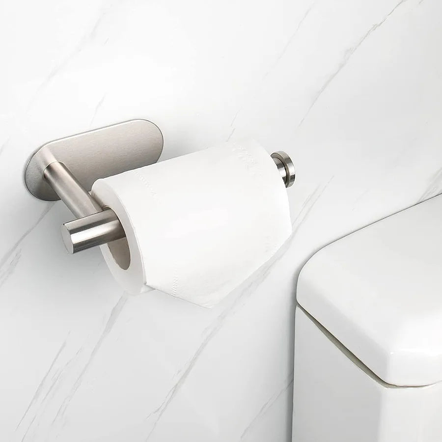 No-Drill Self-Adhesive Brushed Stainless Steel Bathroom Accessory Set
