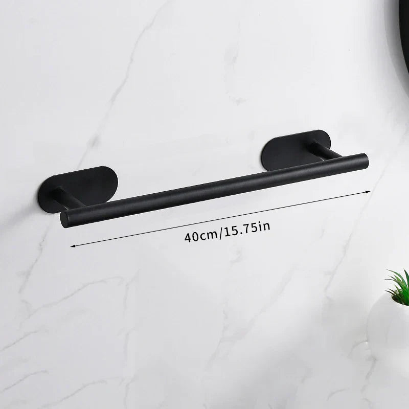 No-Drill Self-Adhesive Brushed Stainless Steel Bathroom Accessory Set