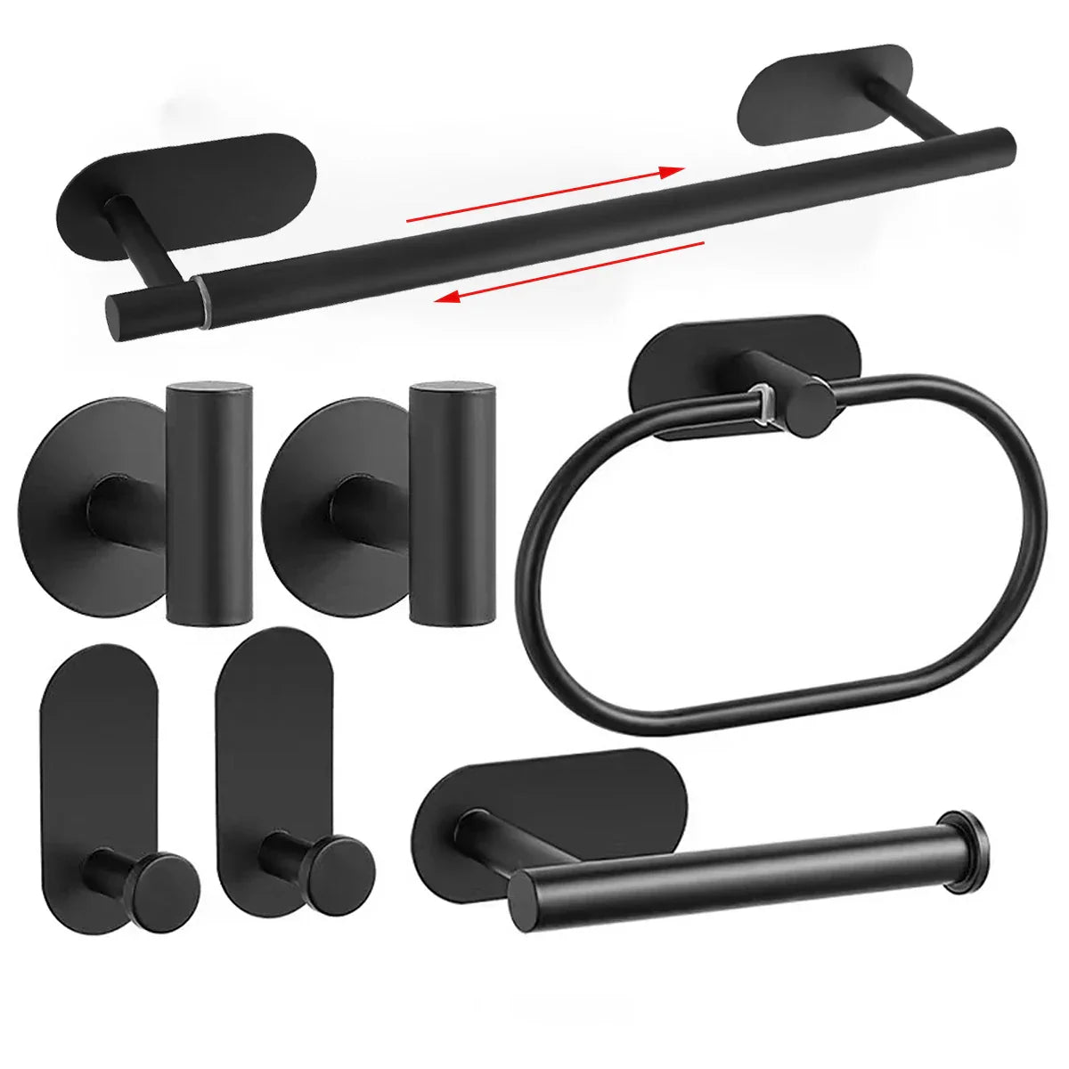 No-Drill Self-Adhesive Brushed Stainless Steel Bathroom Accessory Set