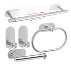 No-Drill Self-Adhesive Brushed Stainless Steel Bathroom Accessory Set
