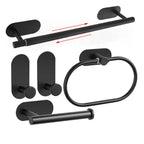 No-Drill Self-Adhesive Brushed Stainless Steel Bathroom Accessory Set