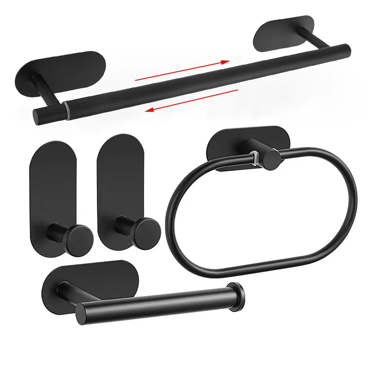 No-Drill Self-Adhesive Brushed Stainless Steel Bathroom Accessory Set