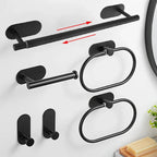 No-Drill Self-Adhesive Brushed Stainless Steel Bathroom Accessory Set
