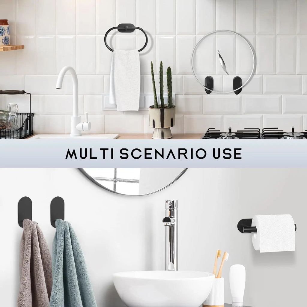 No-Drill Self-Adhesive Brushed Stainless Steel Bathroom Accessory Set