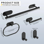 No-Drill Self-Adhesive Brushed Stainless Steel Bathroom Accessory Set