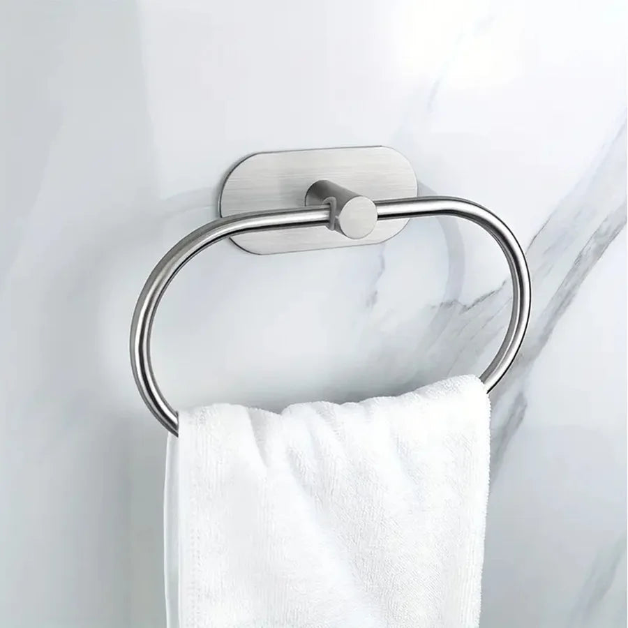 No-Drill Self-Adhesive Brushed Stainless Steel Bathroom Accessory Set