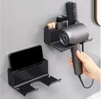 No-Drill Self-Adhesive Dual-Layer Silicone-Padded Hair Dryer Holder