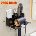 No-Drill Self-Adhesive Dual-Layer Silicone-Padded Hair Dryer Holder