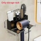 No-Drill Self-Adhesive Dual-Shelf Hair Dryer Holder