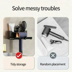 No-Drill Self-Adhesive Dual-Shelf Hair Dryer Holder