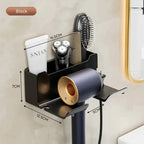 No-Drill Self-Adhesive Dual-Shelf Hair Dryer Holder