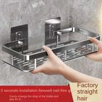 No-Drill Self-Adhesive Rust-Resistant Aluminum Bathroom Shelf