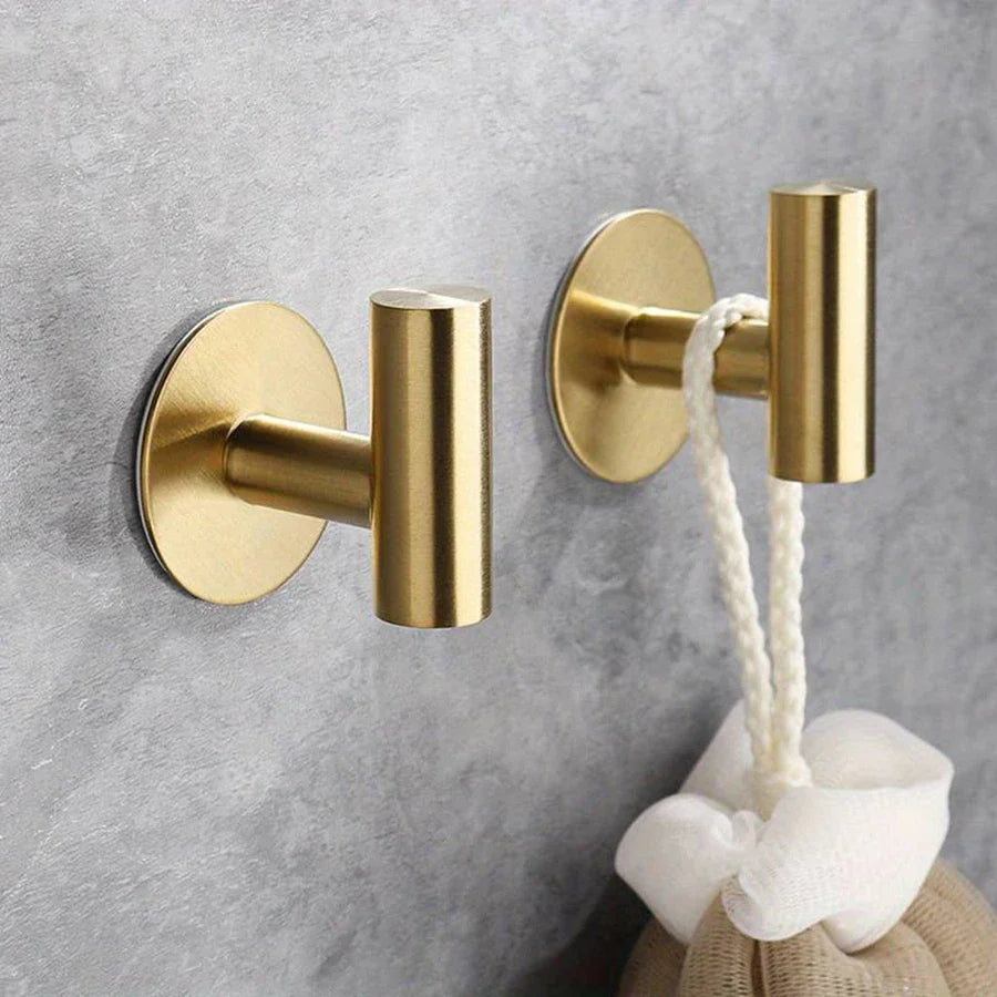 No-Drill Self-Adhesive Rust-Resistant Stainless Steel Wall Hooks (1–3 Hooks)
