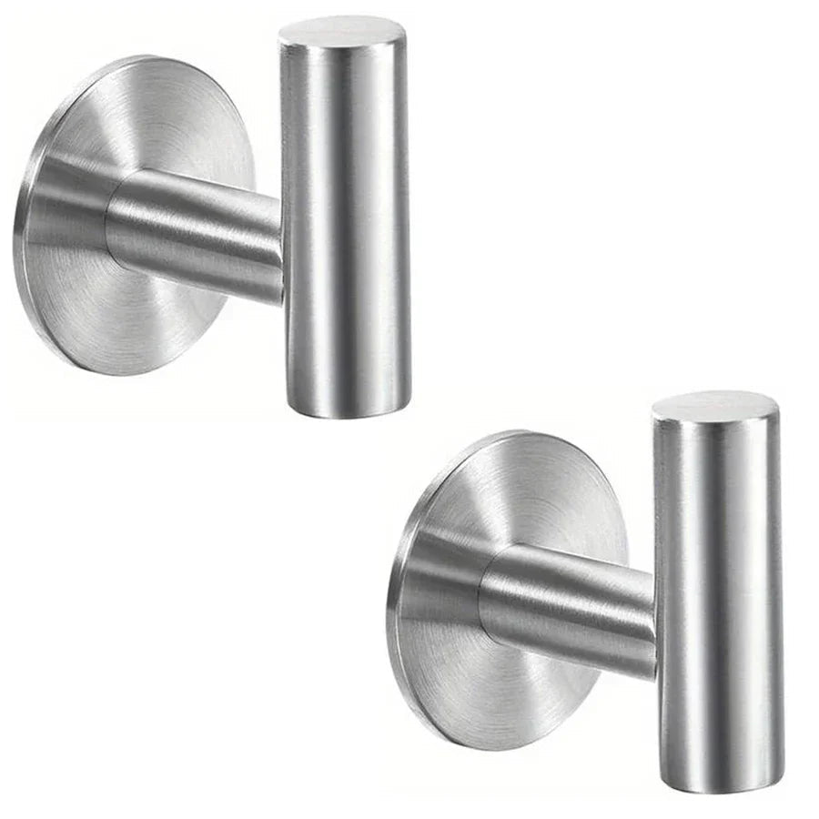 No-Drill Self-Adhesive Rust-Resistant Stainless Steel Wall Hooks (1–3 Hooks)