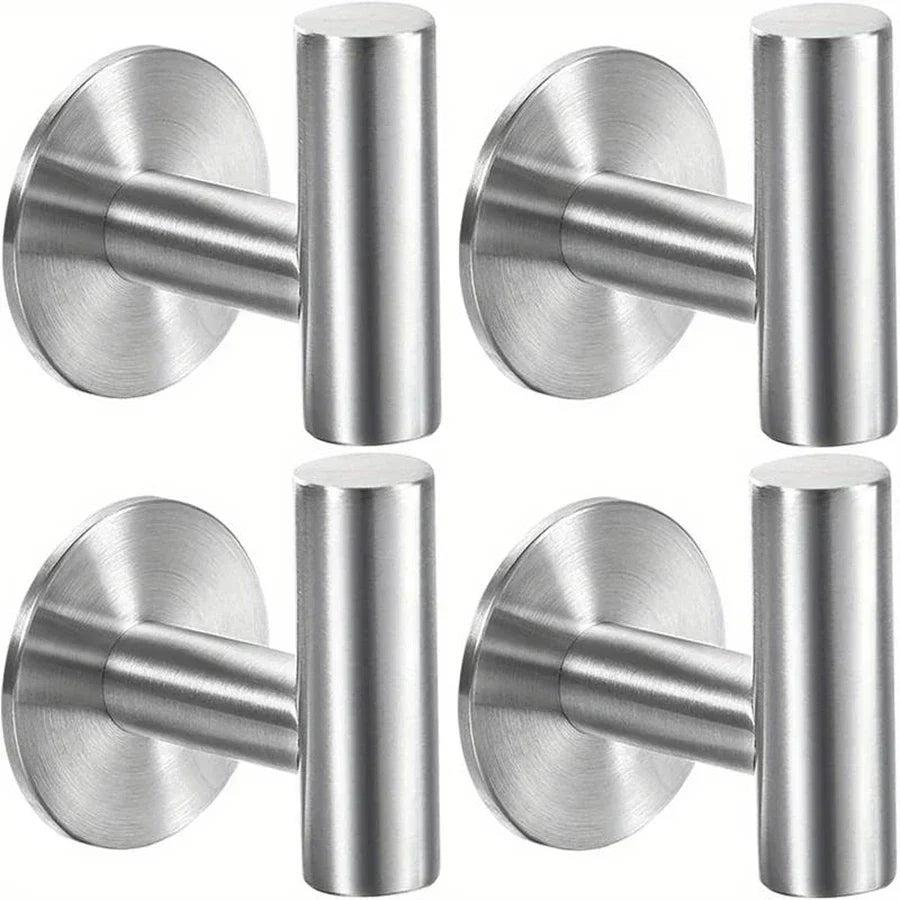 No-Drill Self-Adhesive Rust-Resistant Stainless Steel Wall Hooks (1–3 Hooks)