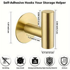 No-Drill Self-Adhesive Rust-Resistant Stainless Steel Wall Hooks (1–3 Hooks)