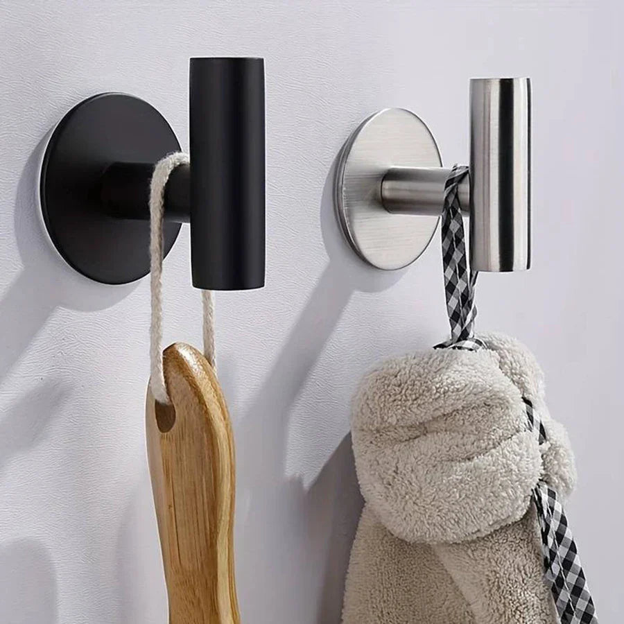 No-Drill Self-Adhesive Rust-Resistant Stainless Steel Wall Hooks (1–3 Hooks)