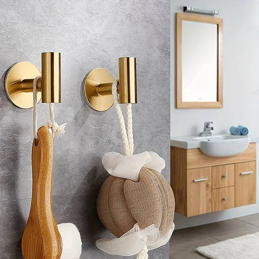 No-Drill Self-Adhesive Rust-Resistant Stainless Steel Wall Hooks (1–3 Hooks)