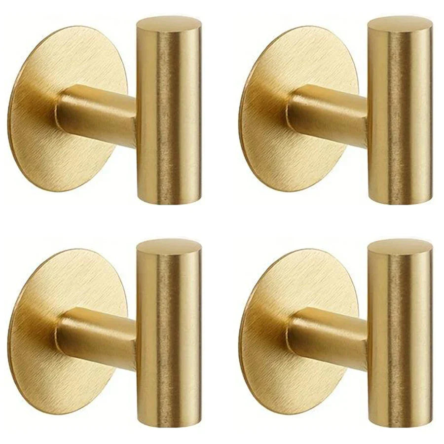 No-Drill Self-Adhesive Rust-Resistant Stainless Steel Wall Hooks (1–3 Hooks)