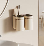 No-Drill Self-Adhesive Space-Saving Toothbrush & Cup Holder (2-in-1)