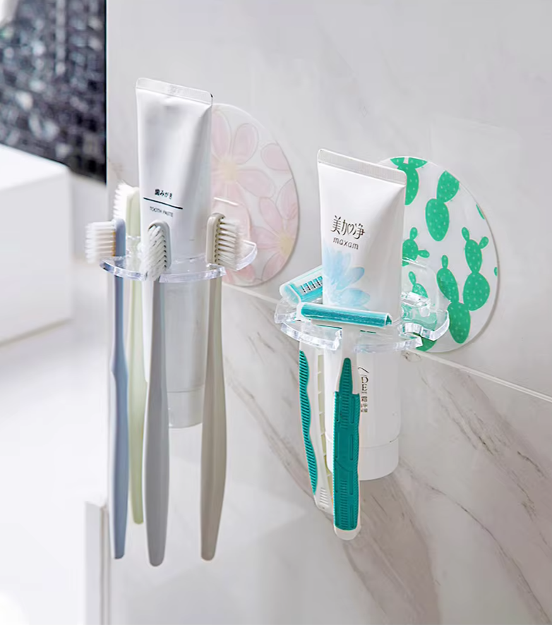 No-Drill Self-Adhesive Water-Resistant Toothbrush & Bathroom Organizer