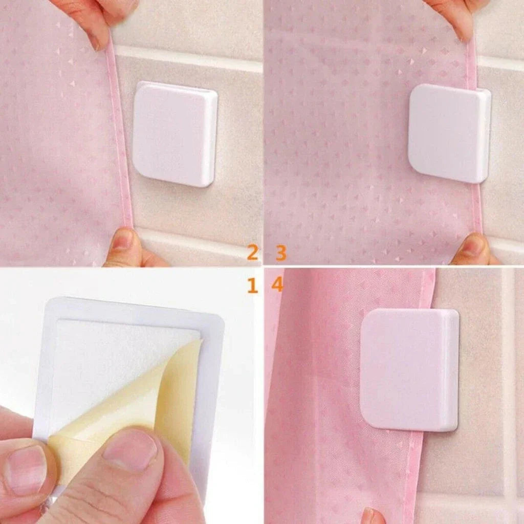 No-Drill Self-Adhesive Waterproof Shower Curtain Clips