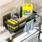 No-Drill Self-Draining Aluminum Sink Organizer (With Removable Tray)