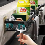 No-Drill Self-Draining Aluminum Sink Organizer (With Removable Tray)