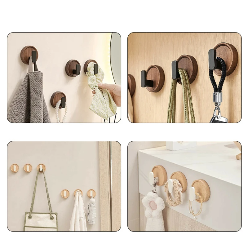 No-Drill Solid Walnut Wall Hook (Single Hook)