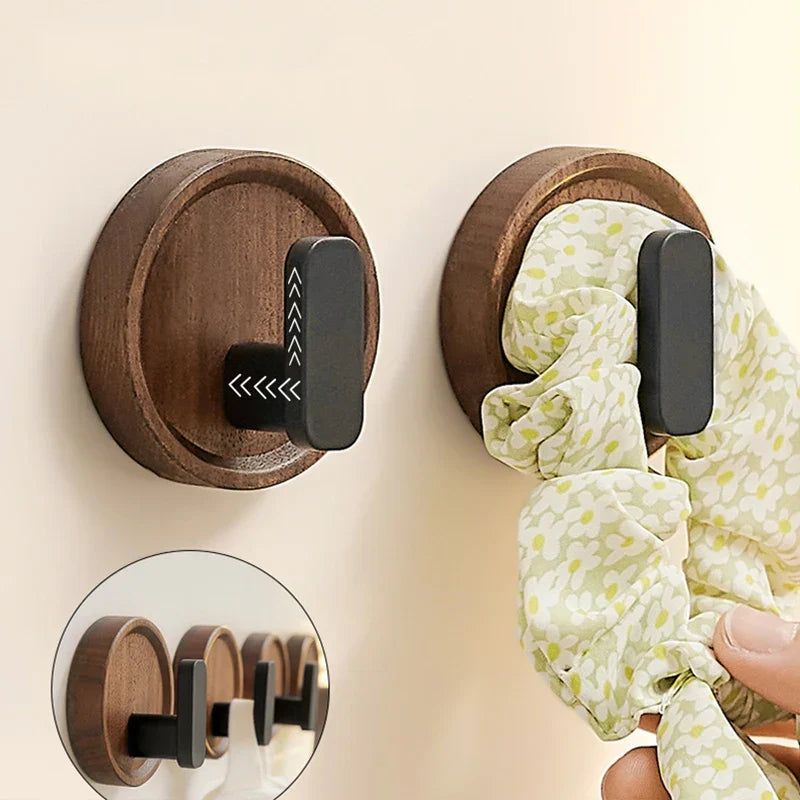 No-Drill Solid Walnut Wall Hook (Single Hook)