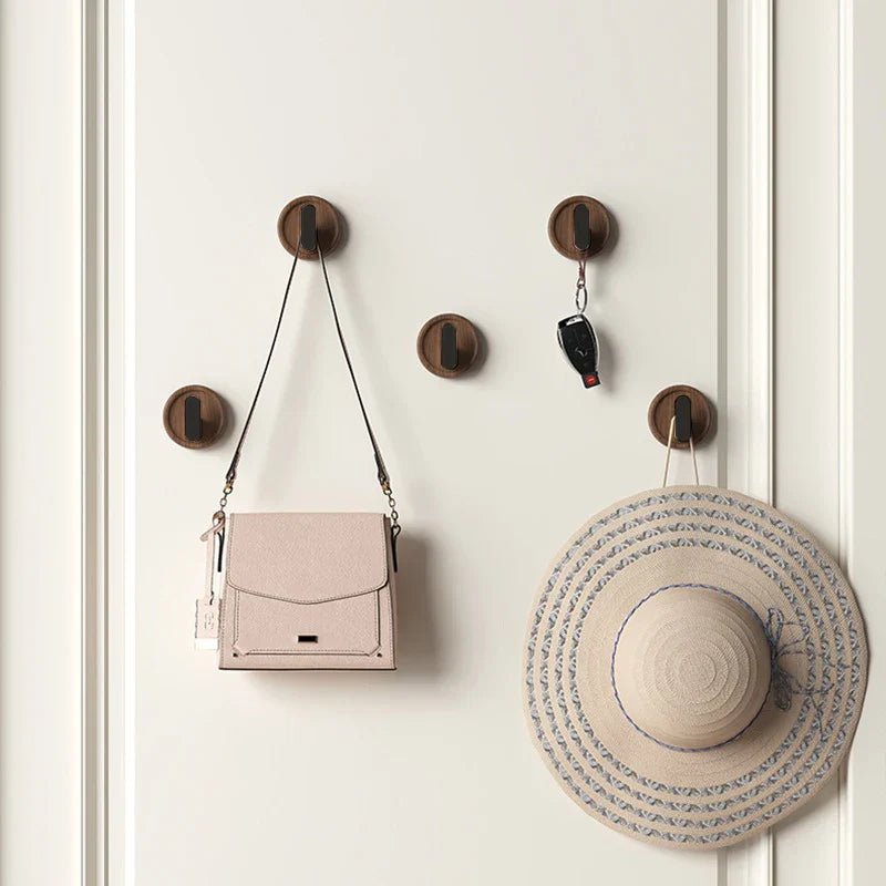 No-Drill Solid Walnut Wall Hook (Single Hook)