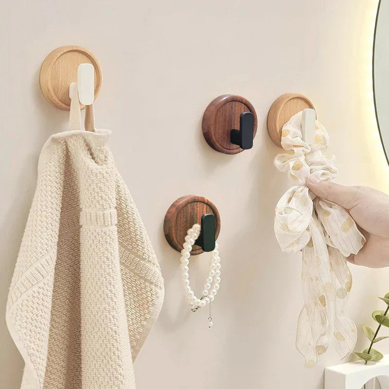 No-Drill Solid Walnut Wall Hook (Single Hook)