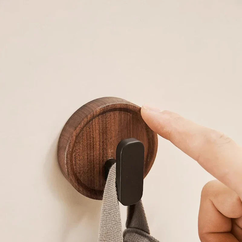 No-Drill Solid Walnut Wall Hook (Single Hook)