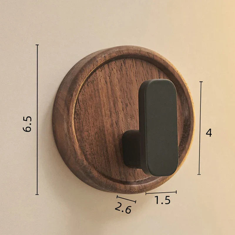 No-Drill Solid Walnut Wall Hook (Single Hook)